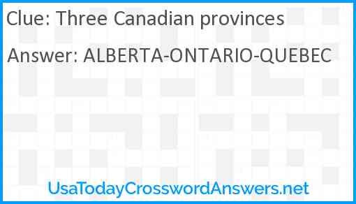 Three Canadian provinces Answer