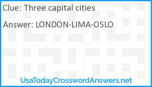 Three capital cities Answer