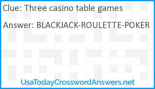 Three casino table games Answer