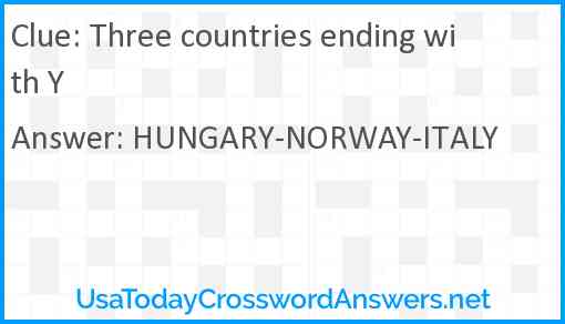 Three countries ending with Y Answer