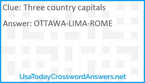 Three country capitals Answer