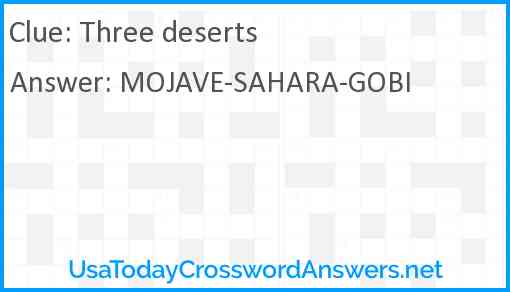 Three deserts Answer