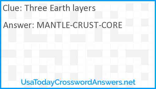 Three Earth layers Answer