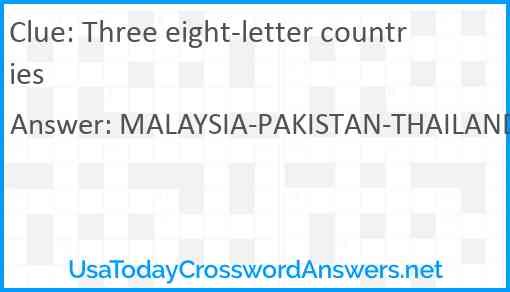 Three eight-letter countries Answer