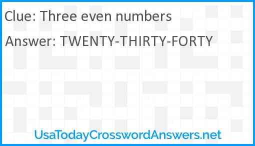 Three even numbers Answer