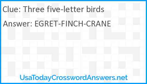 Three five-letter birds Answer
