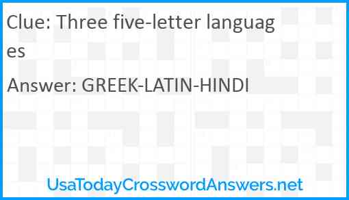 Three five-letter languages Answer