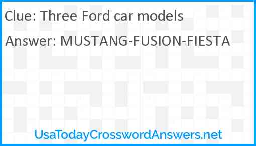 Three Ford car models Answer