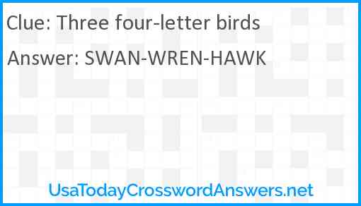 Three four-letter birds Answer