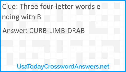 Three four-letter words ending with B Answer