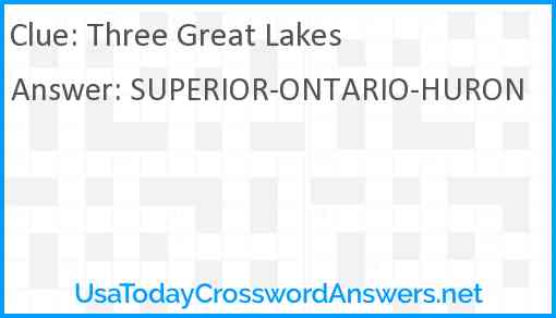 Three Great Lakes Answer