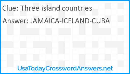Three island countries crossword clue UsaTodayCrosswordAnswers net