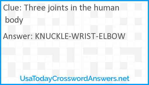 Three joints in the human body Answer