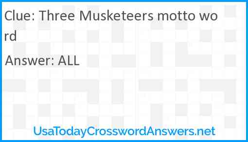 Three Musketeers motto word Answer