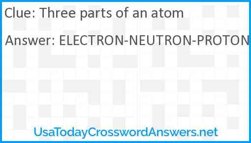 Three parts of an atom Answer