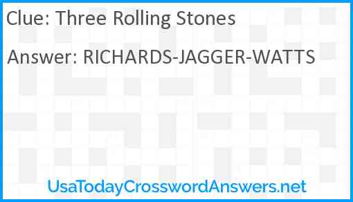 Three Rolling Stones Answer