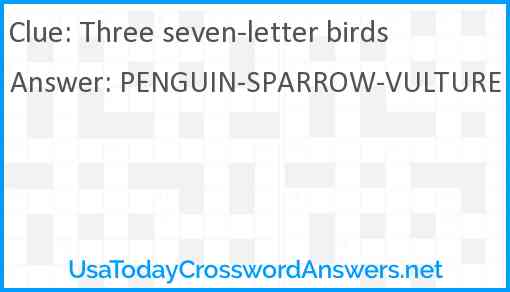 Three seven-letter birds Answer