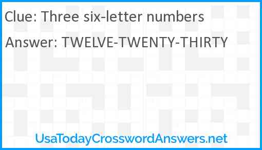 Three six-letter numbers Answer