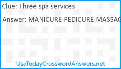 Three spa services Answer