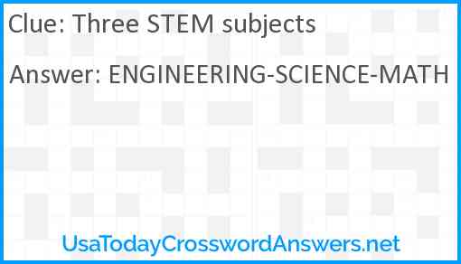 Three STEM subjects Answer