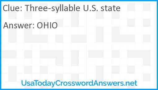 Three-syllable U.S. state Answer