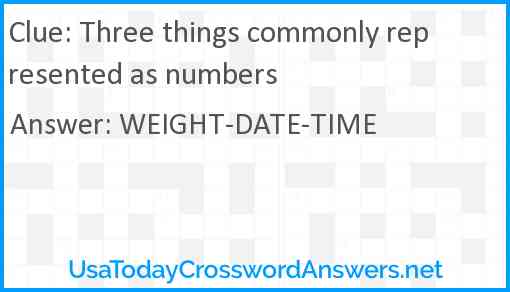 Three things commonly represented as numbers Answer