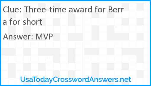 Three-time award for Berra for short Answer
