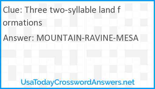 Three two-syllable land formations Answer
