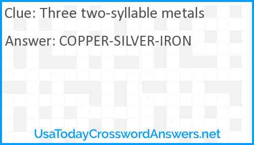 Three two-syllable metals Answer