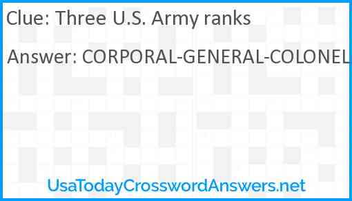 Three U.S. Army ranks Answer