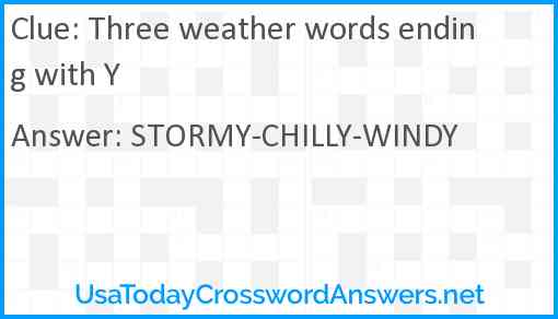 Three weather words ending with Y Answer
