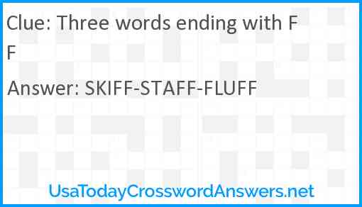 Three words ending with FF Answer