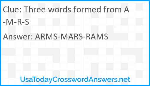 Three words formed from A-M-R-S Answer
