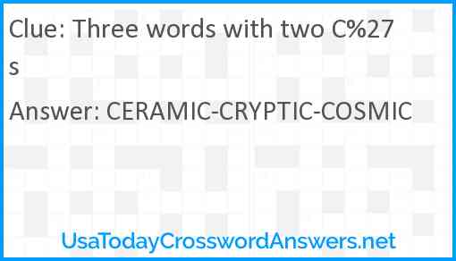 Three words with two C%27s Answer