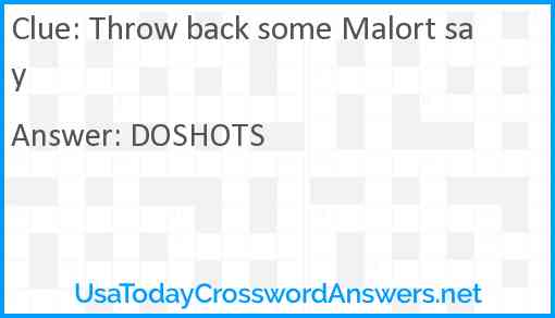 Throw back some Malort say Answer