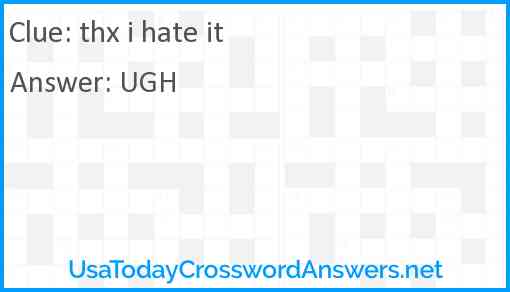 thx i hate it Answer