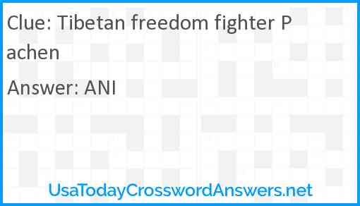 Tibetan freedom fighter Pachen Answer