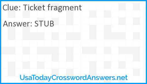 Ticket fragment Answer