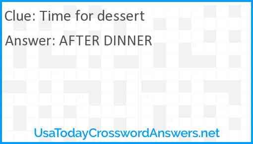 Time for dessert Answer
