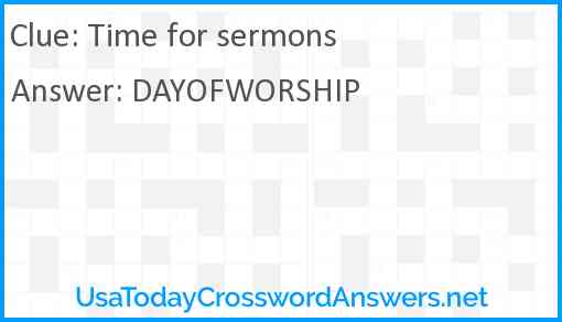 Time for sermons Answer