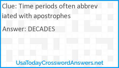 Time periods often abbreviated with apostrophes Answer