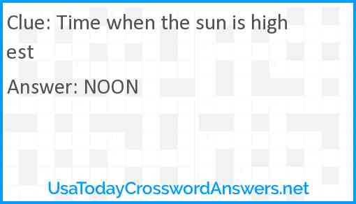 Time when the sun is highest Answer