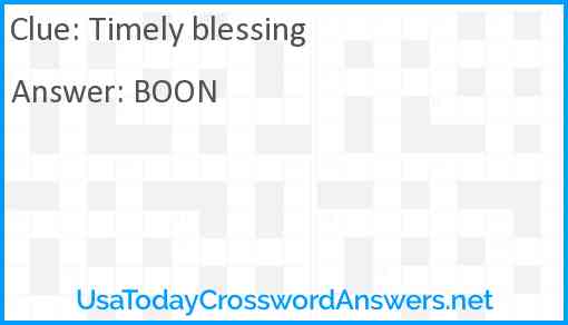 Timely blessing Answer