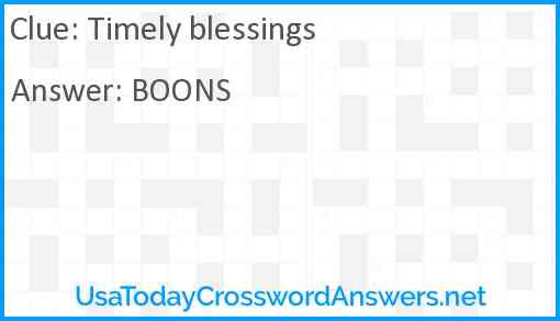 Timely blessings Answer