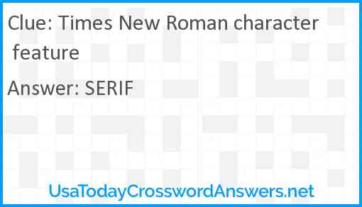 Times New Roman character feature Answer