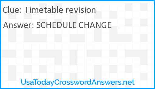Timetable revision Answer
