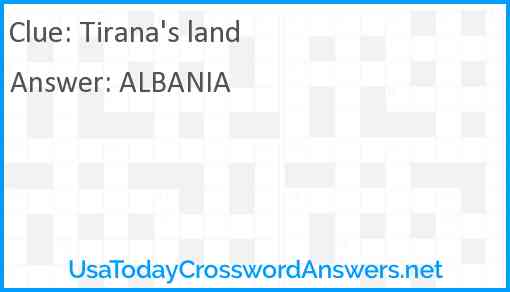 Tirana's land Answer