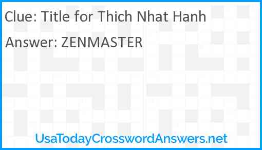 Title for Thich Nhat Hanh Answer