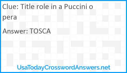 Title role in a Puccini opera Answer