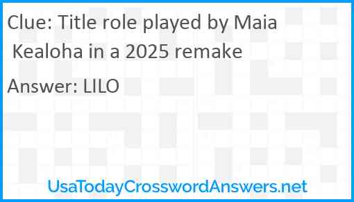Title role played by Maia Kealoha in a 2025 remake Answer